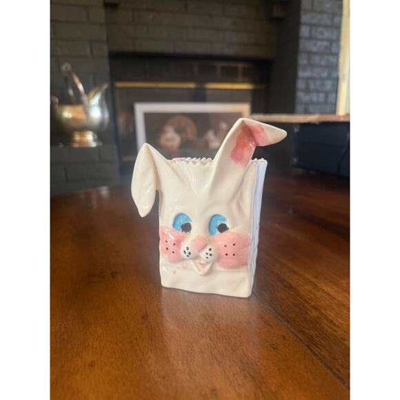 Unbranded Other - Vintage Ceramic Bunny Container – Whimsical Easter Rabbit – Pink & Blue
